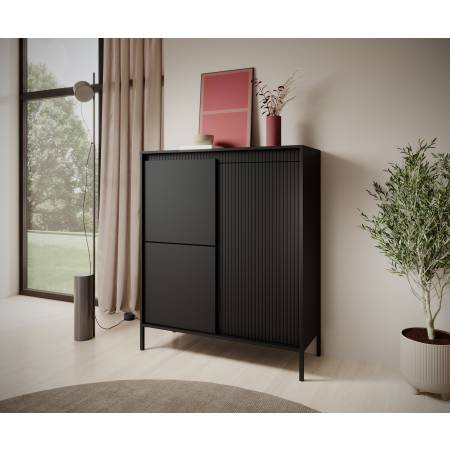 Komoda ryflowana 3-drzwiowa SONEO czarna